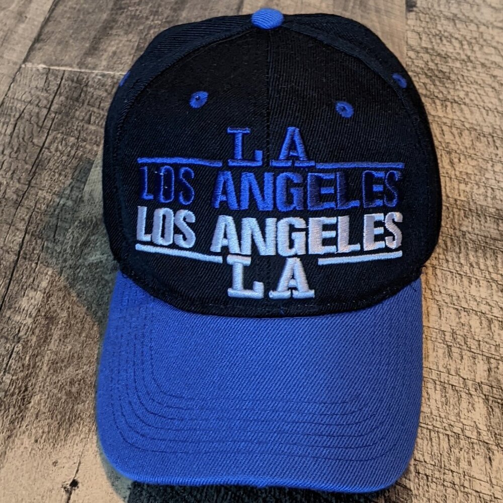 Los Angeles Hat Blue Black Acrylic Baseball Cap Strapback